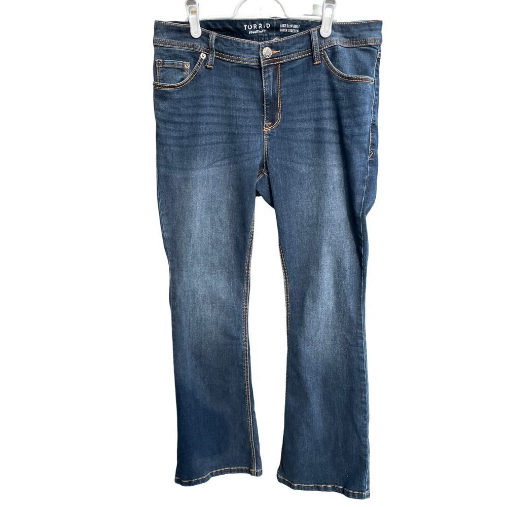 Torrid Women's Luxe Slim Boot Super Stretch 14R, Blue Denim, 34 x 30.5